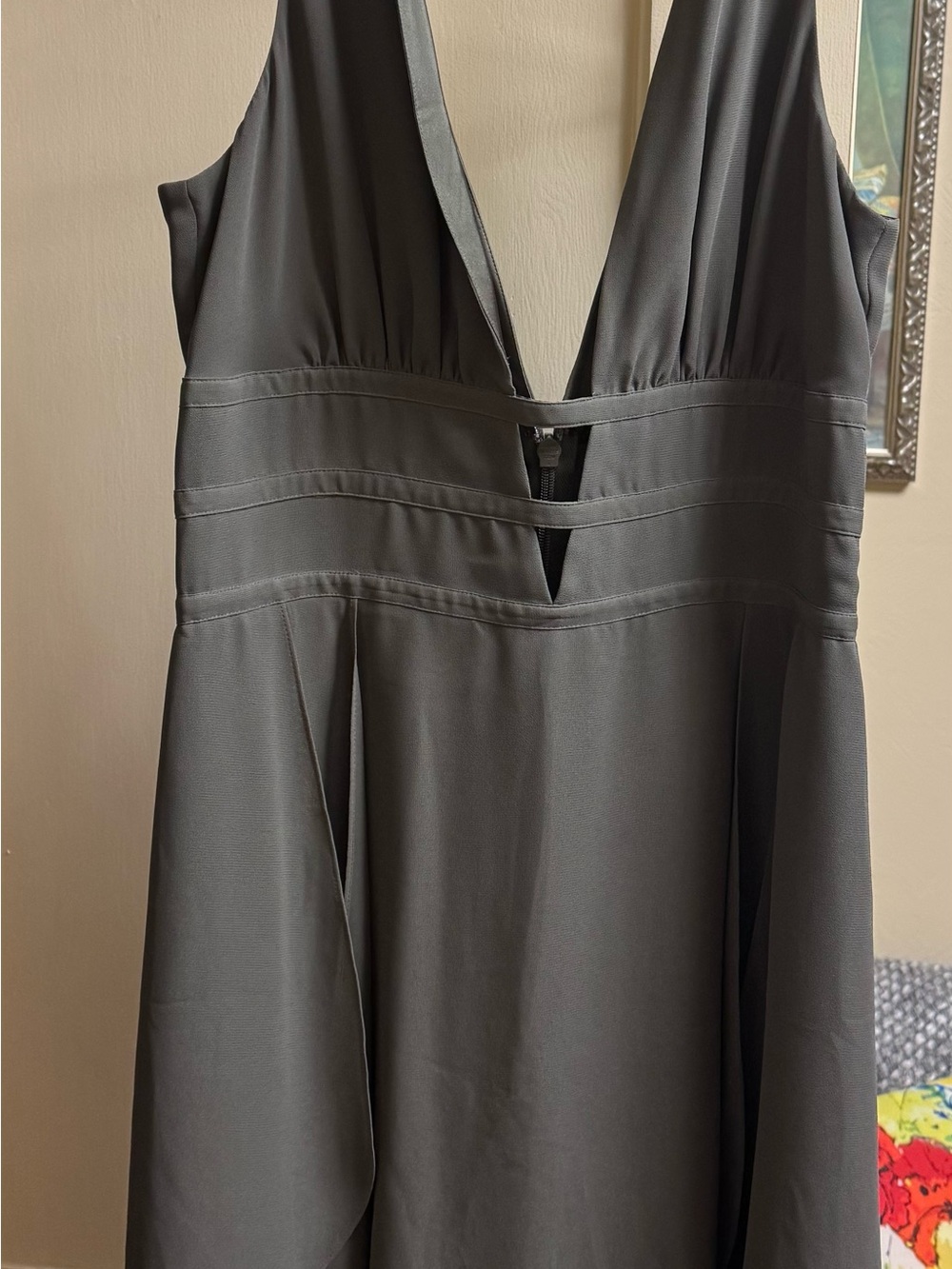 bebe olive green Deep V Cocktail Dress